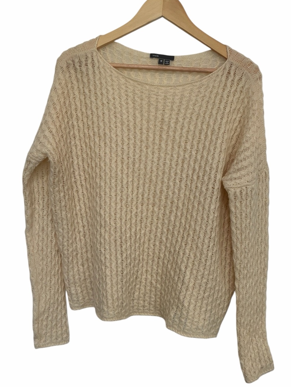 Vince Cream Cable Knit Crewneck Sweater merino wool alpaca blend
